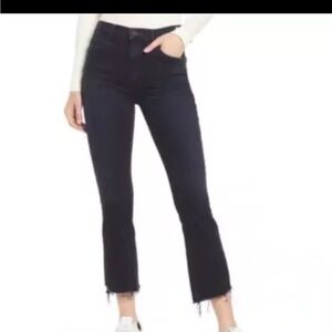 MOTHER THE INSIDER CROP STEP FRAY JEANS NIGHT IN PARIS BLACK SIZE 27 NWOT
